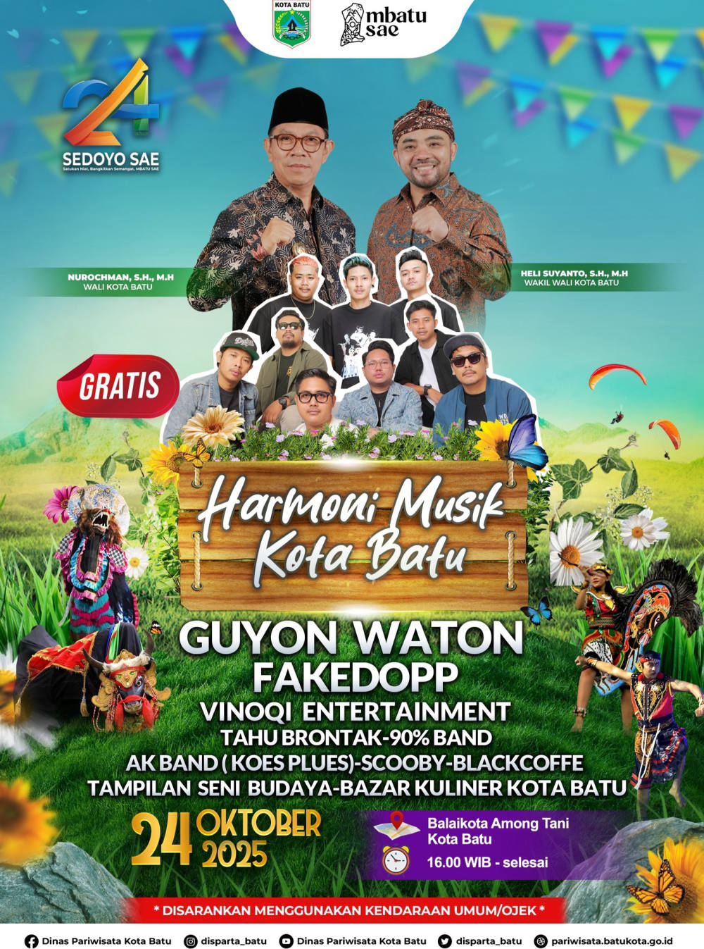 Rangkaian HUT ke-24 Kota Batu: Harmoni Musik dan Batu Art Flower Carnival 2025
