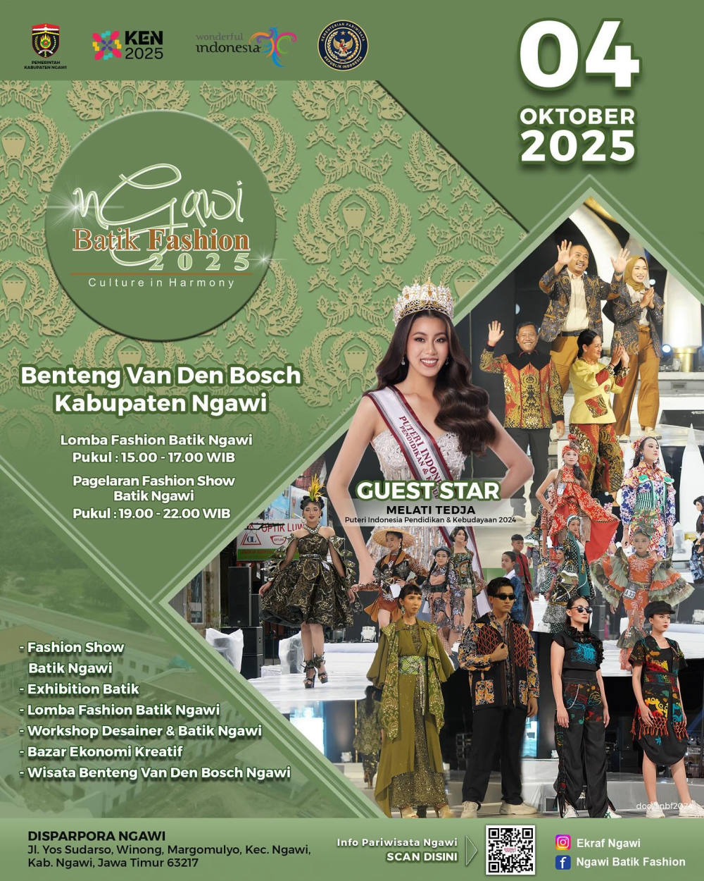 Ngawi Batik Fashion 2025 Hadir di Benteng Van Den Bosch dengan Tema Culture in Harmony