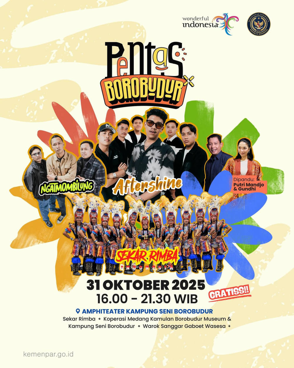 Pentas Borobudur Siap Hadirkan Sekar Rimba, Ngatmombilung, dan Aftershine