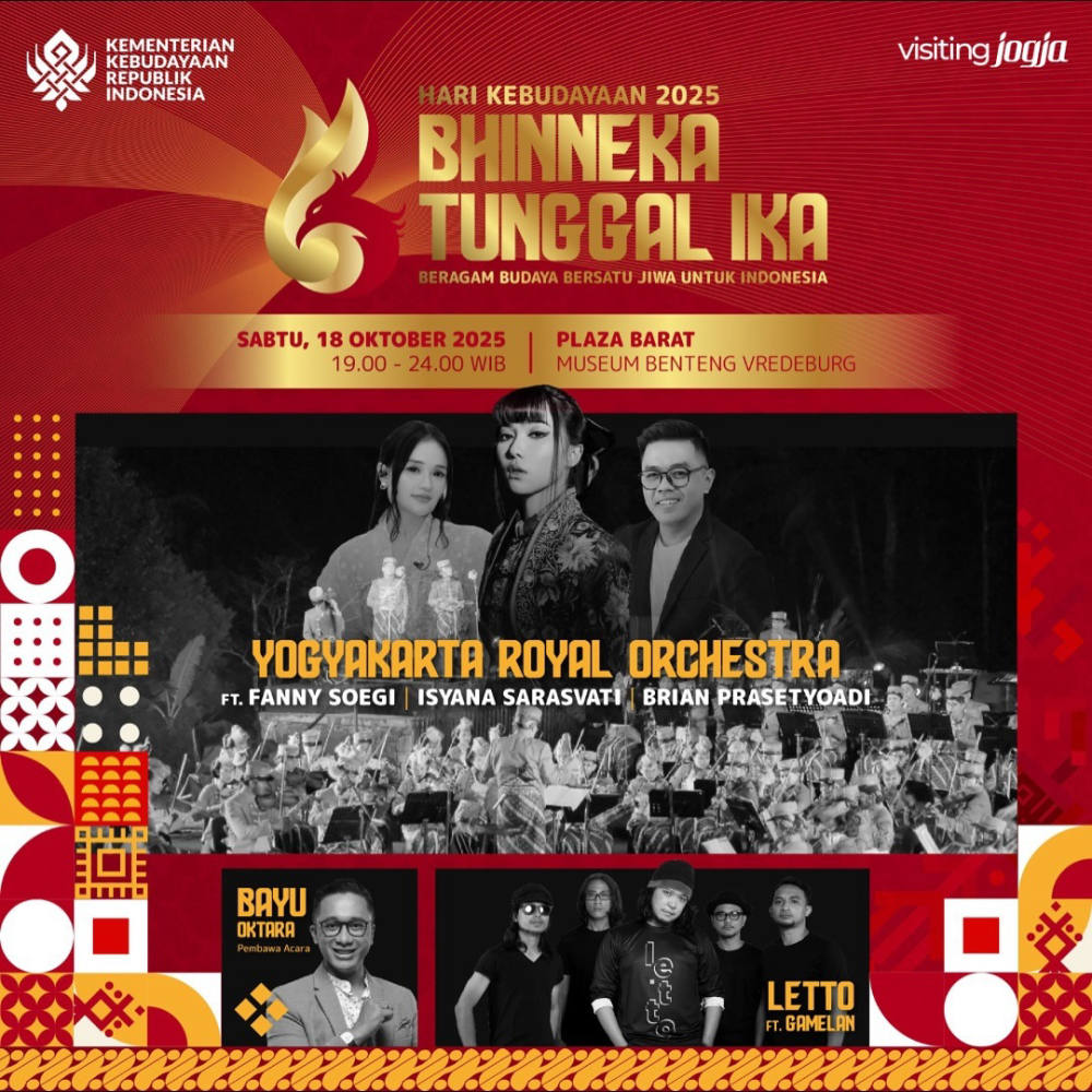 Hari Kebudayaan 2025 Yogyakarta: Yogyakarta Royal Orchestra, Isyana Sarasvati, Fanny Soegi, dan LETTO Tampil di Vredeburg