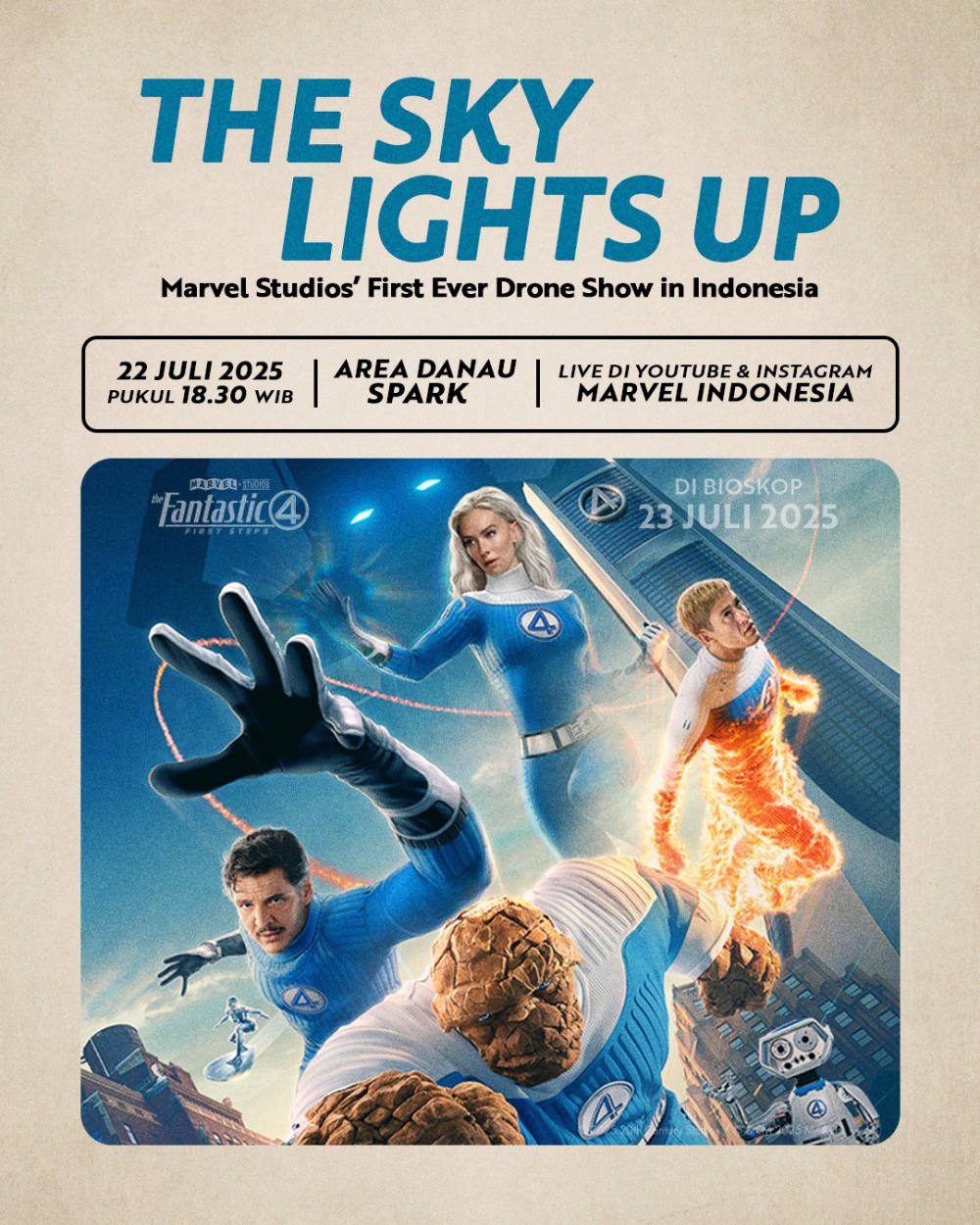 The Sky Lights Up: Marvel akan Gelar Pertunjukan Drone Perdana di Jakarta, Terinspirasi Fantastic Four