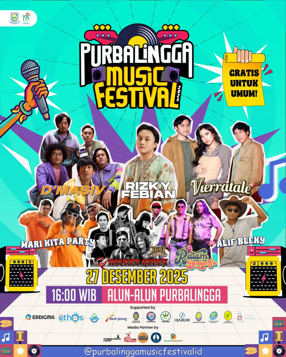 D’Masiv, Vierratale, dan Rizky Febian Siap Meriahkan Purbalingga Music Festival 2025