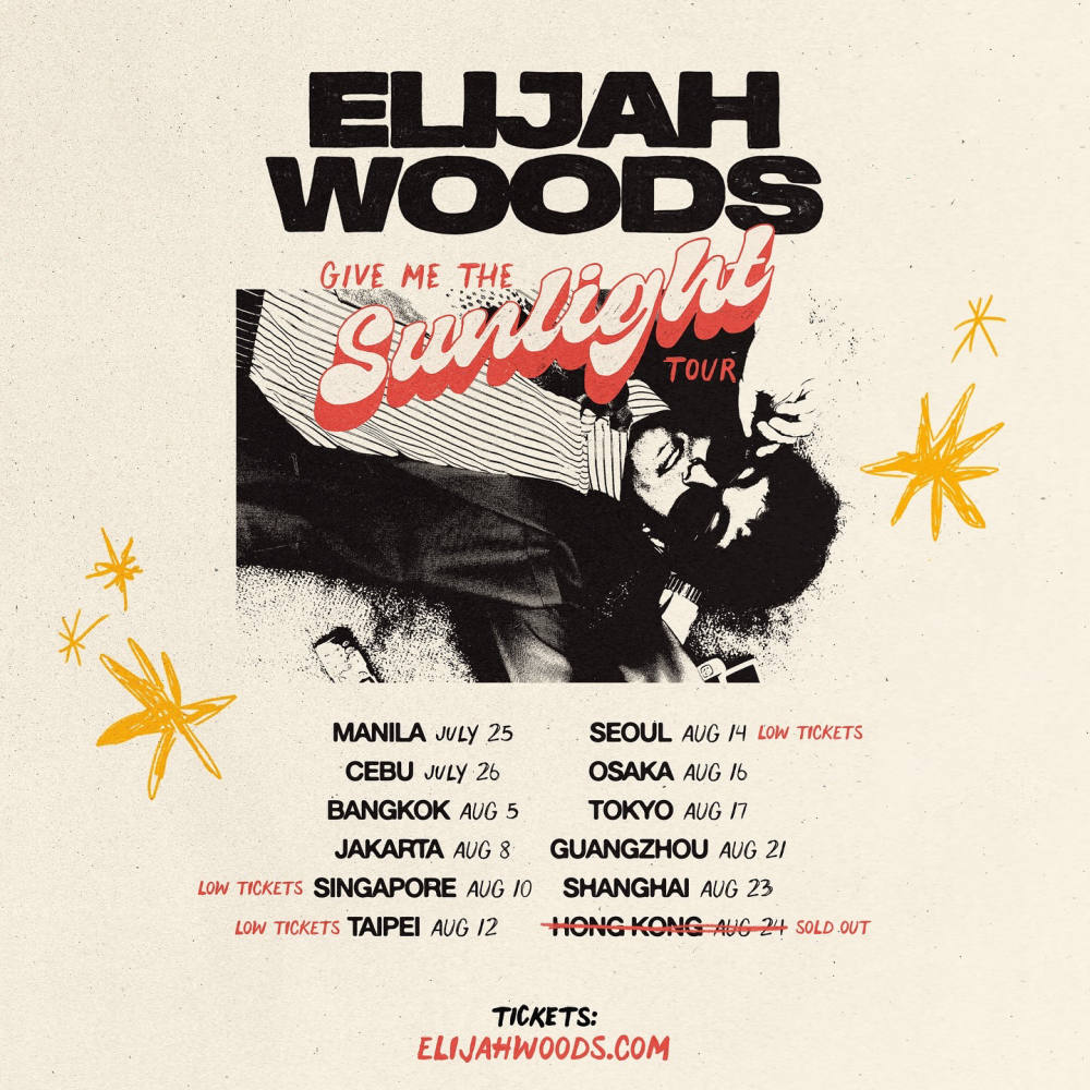 Elijah Woods Tambah Jakarta ke Jadwal “Give Me The Sunlight Tour” 2025