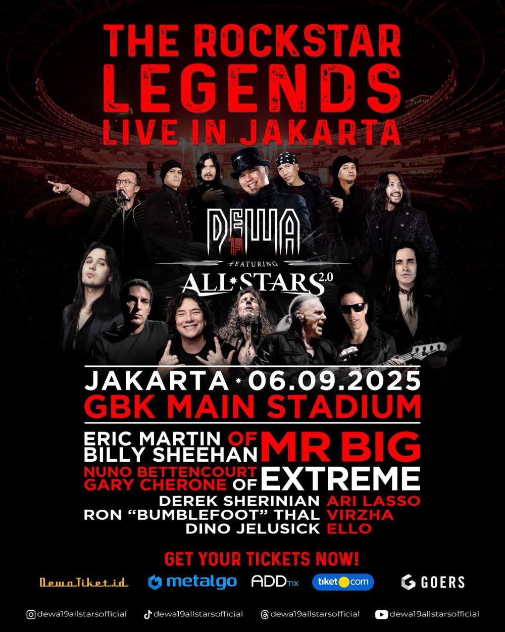 Dewa 19 Gandeng Mr. Big dan Extreme di Konser Allstars 2.0 Jakarta 2025