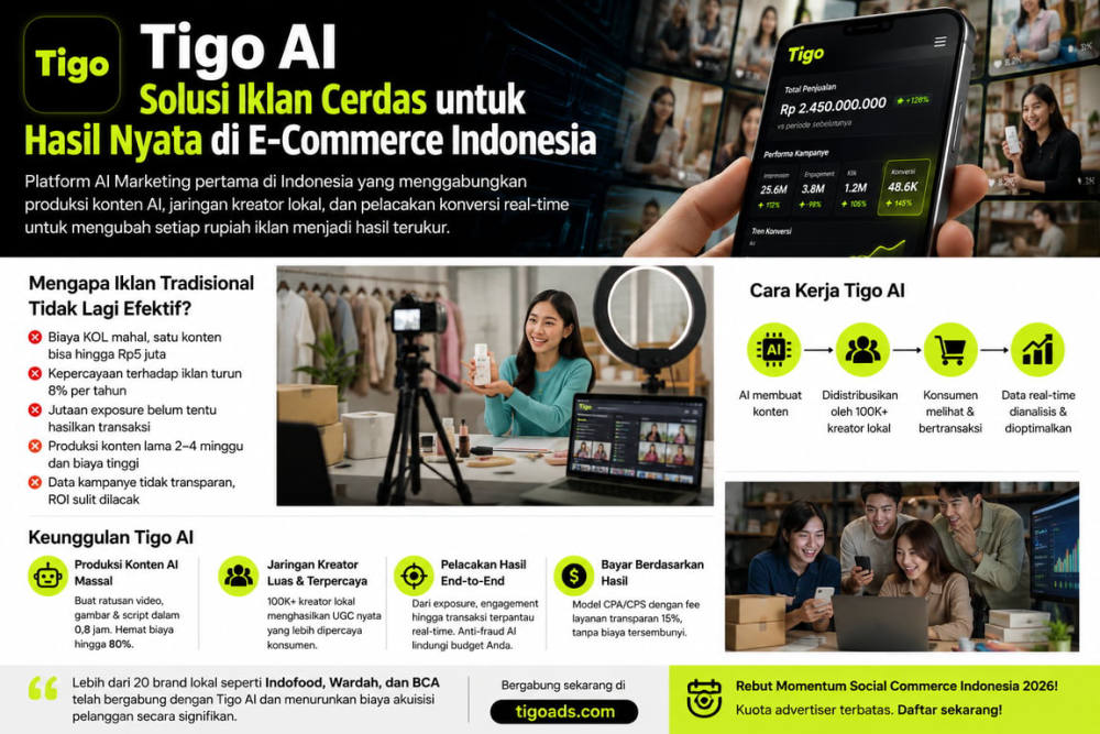 Tigo AI Tawarkan Iklan E-Commerce Berbasis Kreator Lokal Tigo AI Tawarkan Iklan E-Commerce Berbasis Kreator Lokal